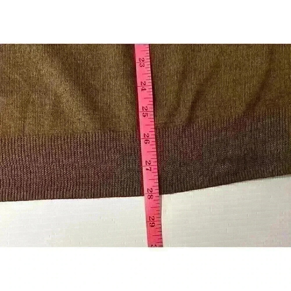 Mazzoni Mens Lg Brown Mock Neck Long Sleeve Acrylic Wool Sweater Lightweight - Picture 3 of 8